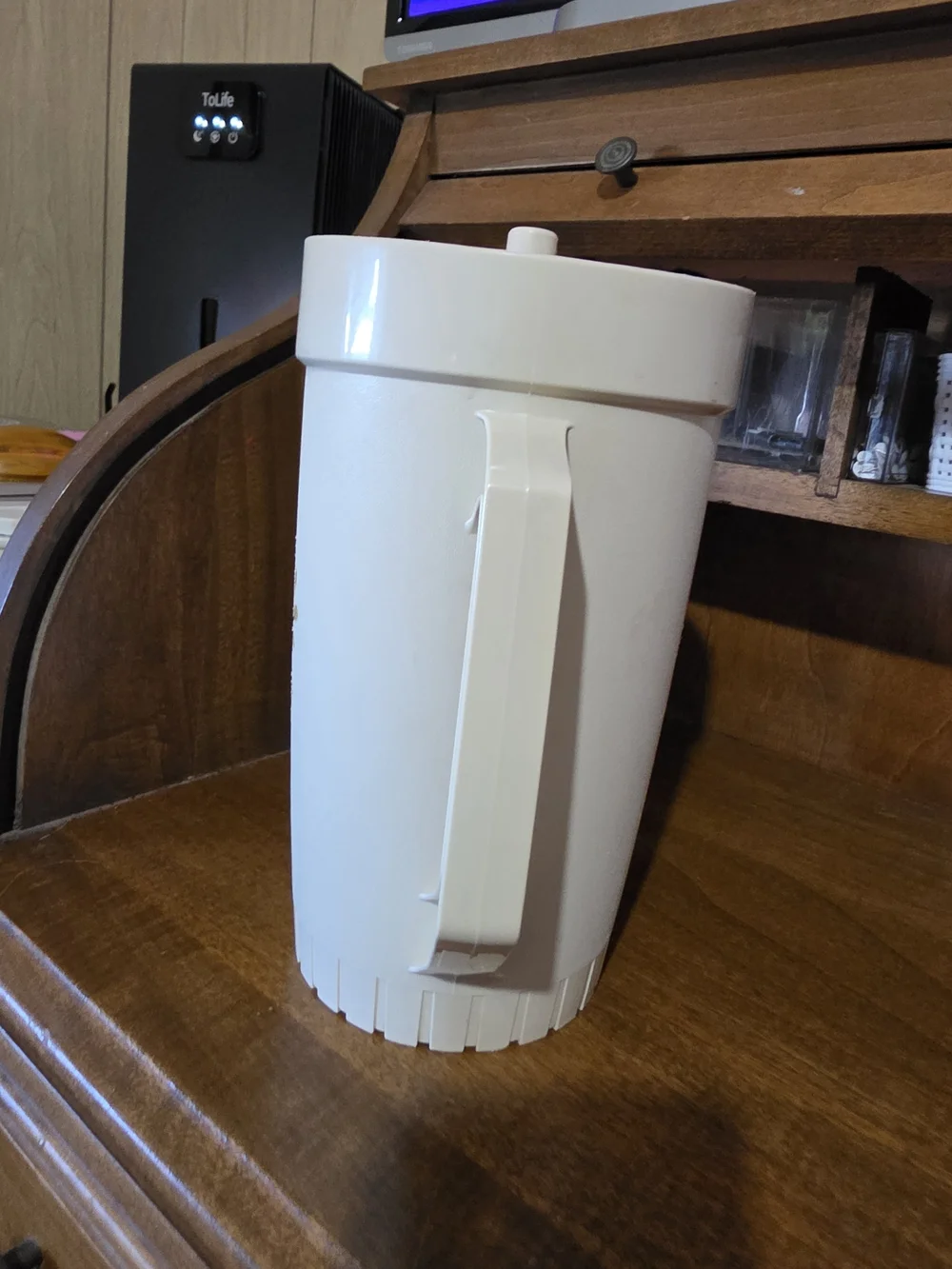 Vintage Tupperware Cream Pitcher with Floral Design